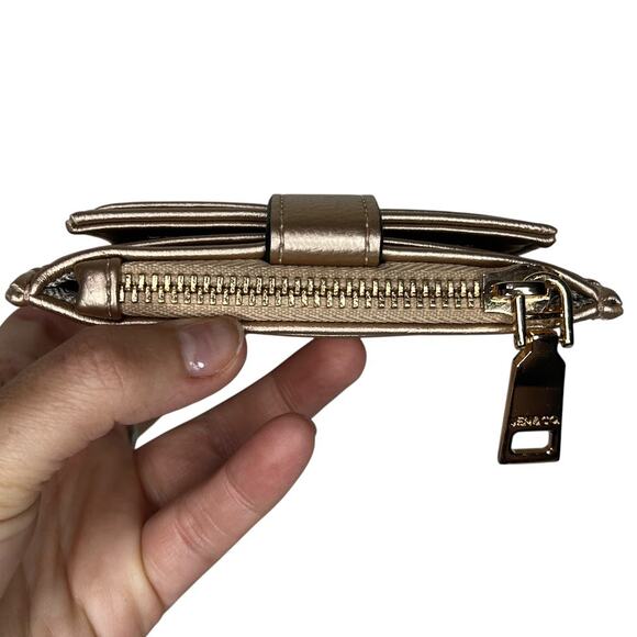 Jen & Co Sam Vegan Leather Wallet - Rose Gold Fold Out ID Card Slots Zip Close - Picture 7 of 9